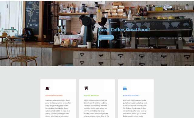 Website Template Demo for Local Cafe or Coffee House
